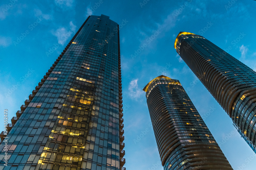 TORONTO, ONTARIO / CANADA - SEPTEMBER 20 2019: Toronto downtown. Evening