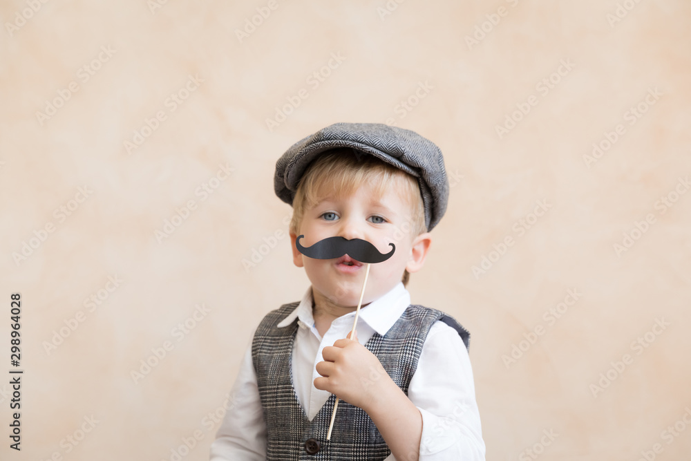 Happy child playing in home