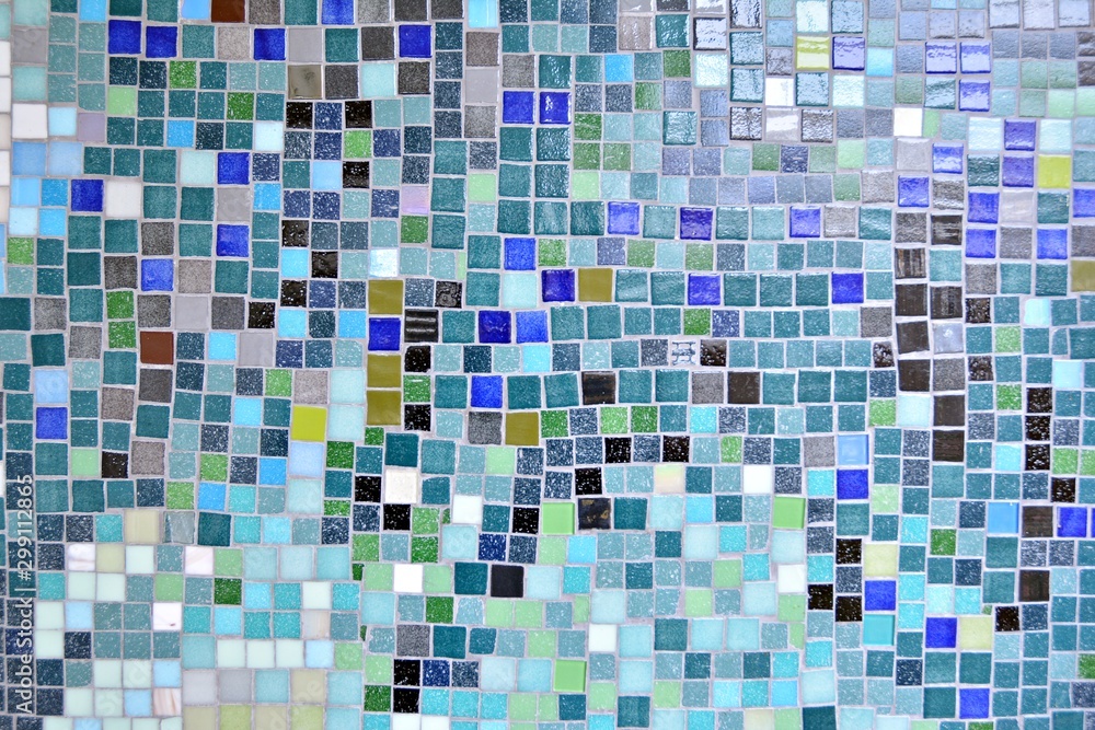 Colorful mosaic glass tile wall