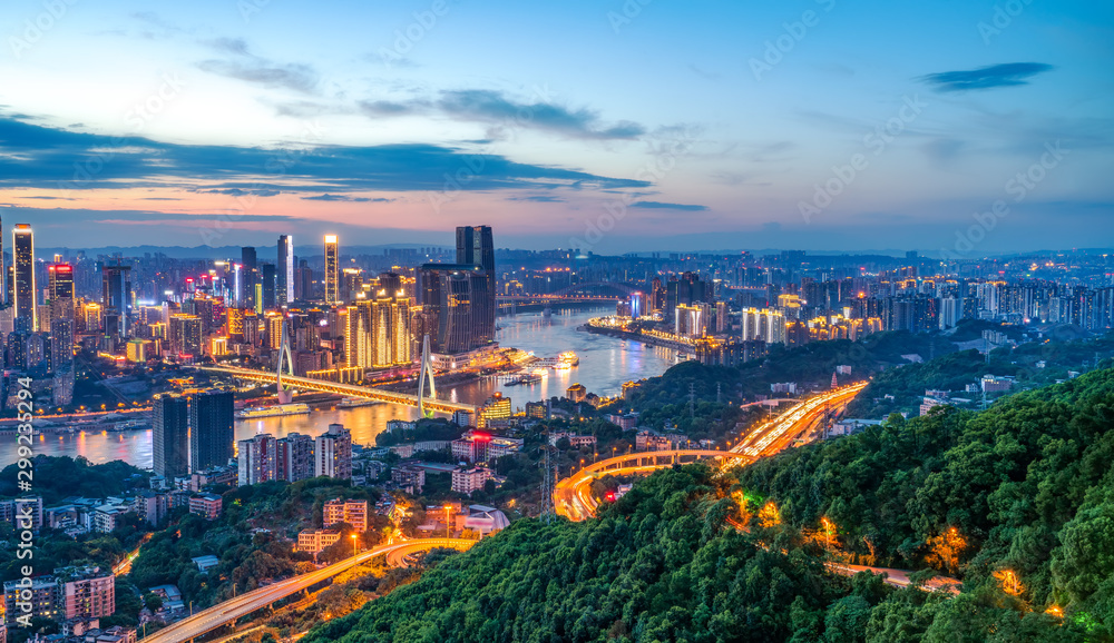 重庆建筑与城市天际线夜景……