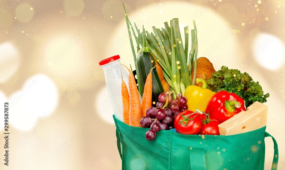 Full shopping  bag, isolated over  background