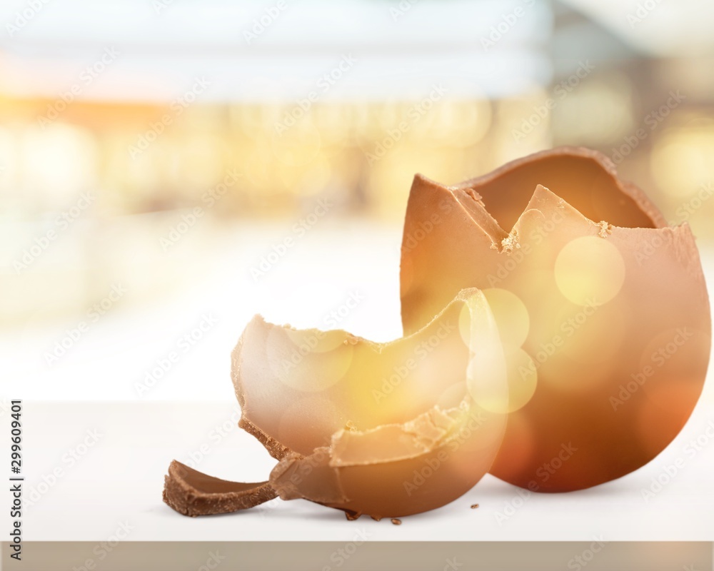 Chocolate Easter egg with the top broken off