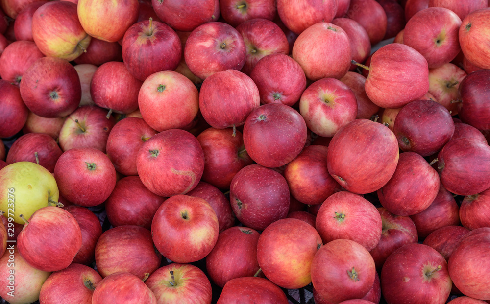 Fruits in a street market - apples.