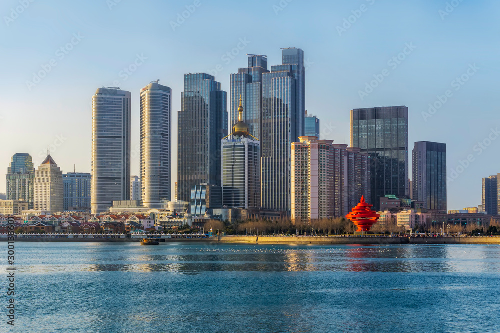 青岛海岸线建筑景观与城市天际线……