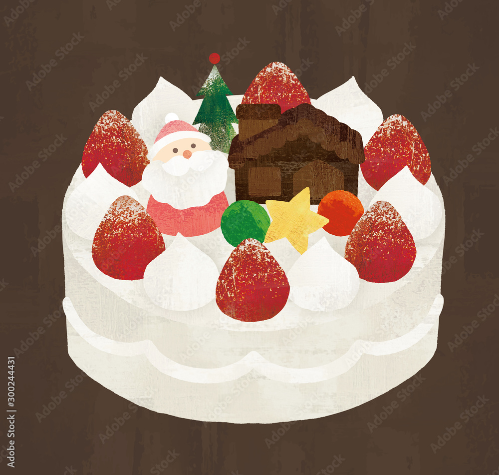 クリスマスケーキ水彩