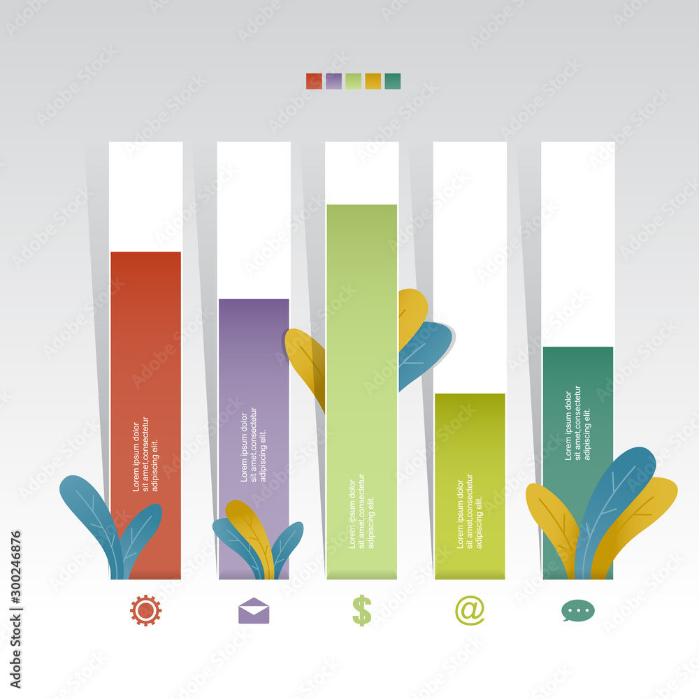 条形图-图表-统计业务信息图-自然叶子插图