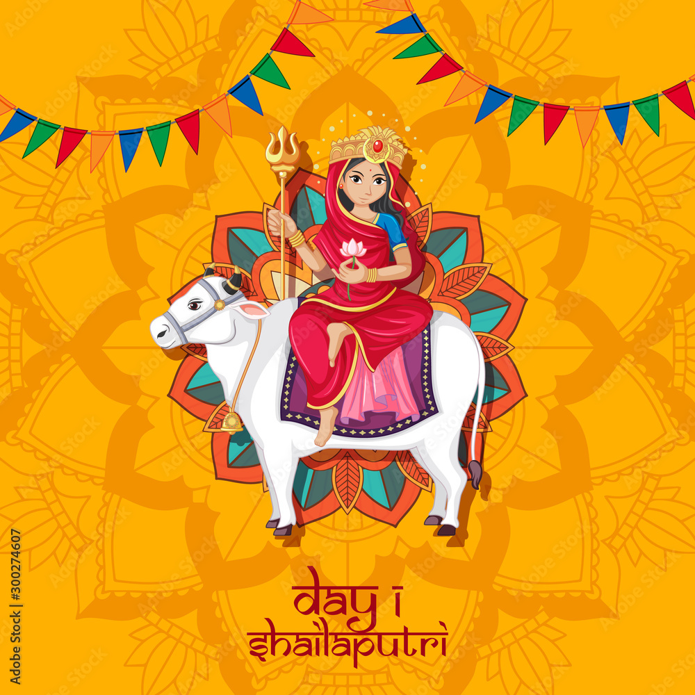 Navaratri poster design with goddess