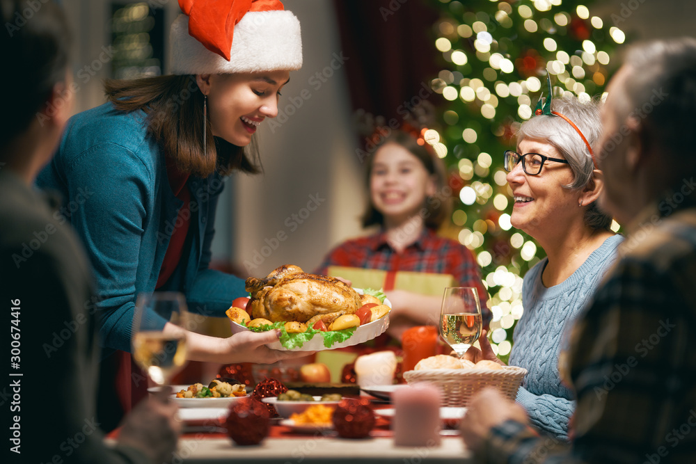 family celebrating Christmas