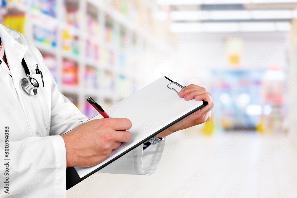 Close-up Doctor at hospital working with tablet pc