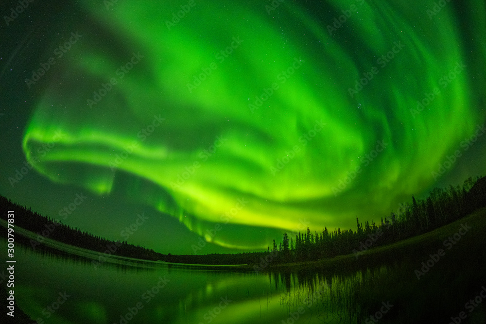 カナダ　イエローナイフ郊外のオーロラ　Aurora of Yellowknife, Canada