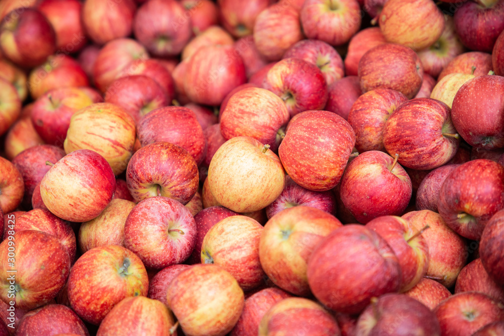  Apples red  close-up isolated in the market on background.