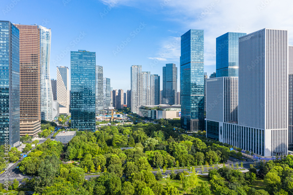 中国杭州全景城市天际线