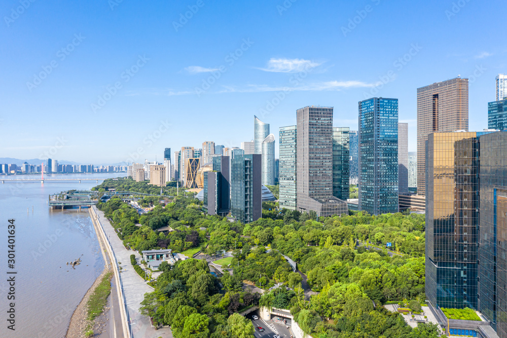 city skyline in hangzhou china