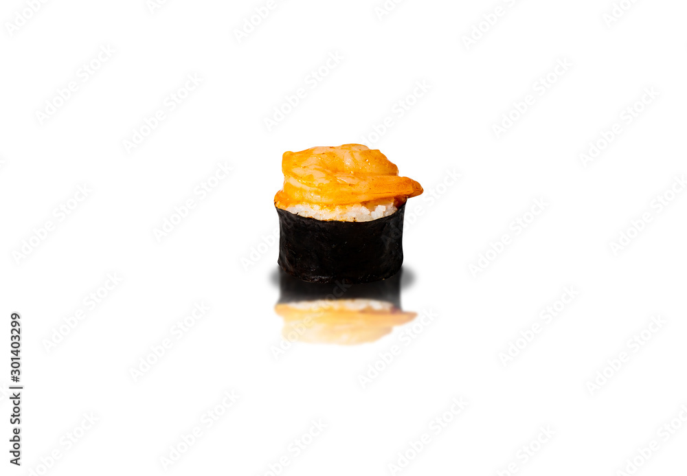 fresh shrimp sushi isolated on white 