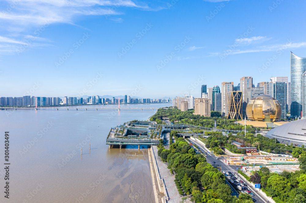 city skyline in hangzhou china