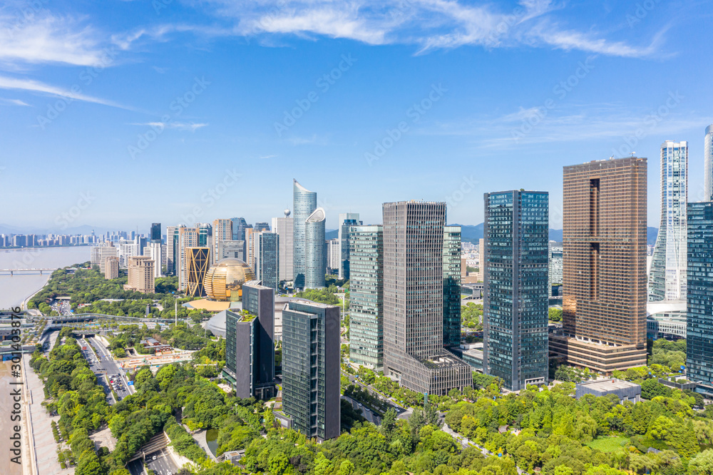 city skyline in hangzhou china