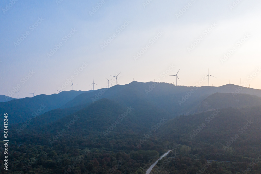 wind turbines in the mountains