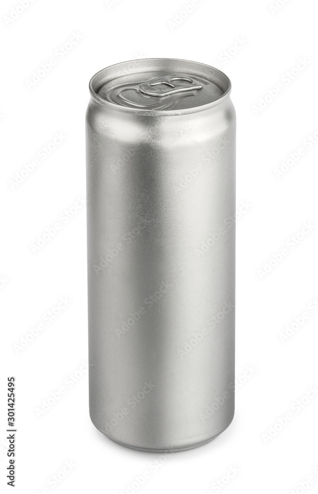 metal aluminum beverage drink can isolated on white background. photography