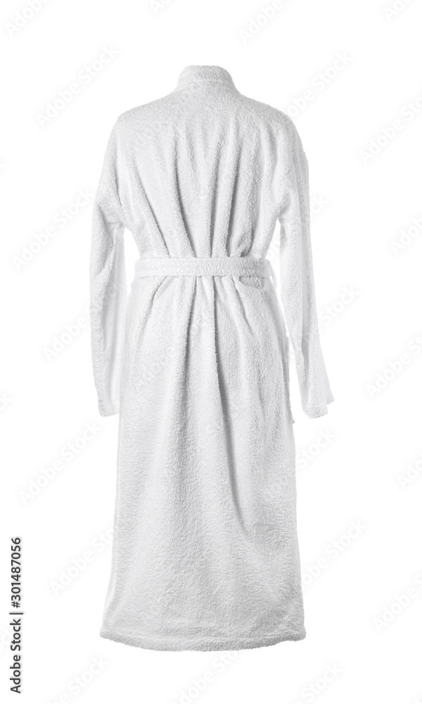 Soft bathrobe on white background