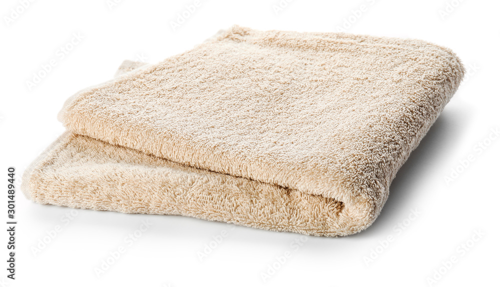 Soft clean towel on white background