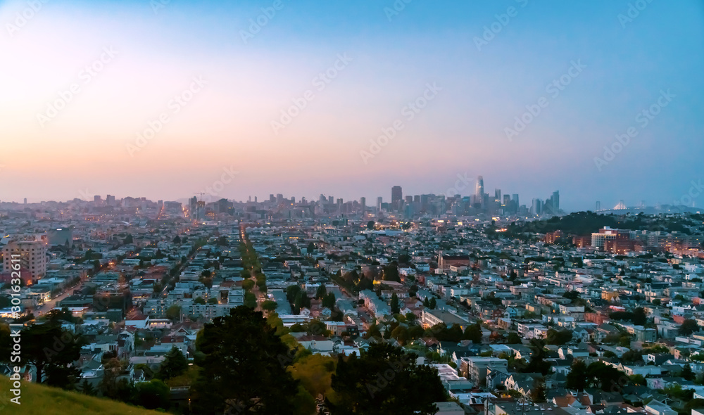 View of San Francisco, CA at twilight