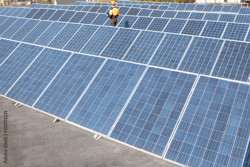 Engineer on a solar power plant