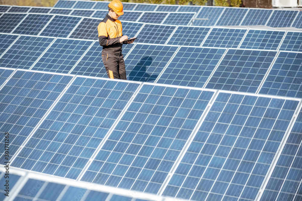 Engineer on a solar power plant