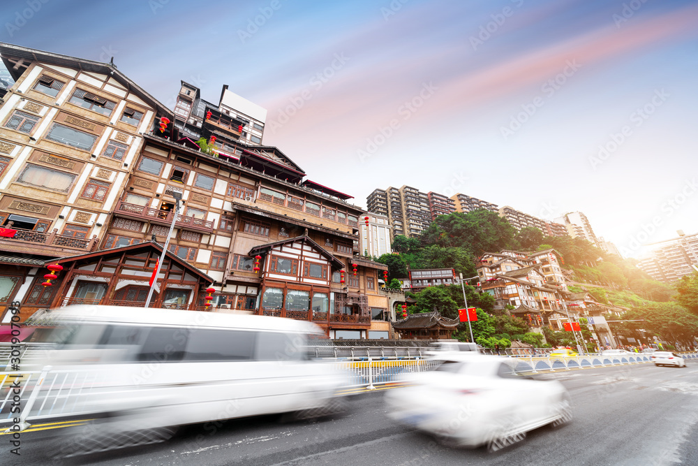 China Chongqing traditional houses on stilts