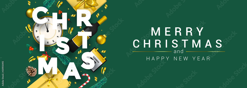 Holiday New year card - Merry Christmas on colored background 7