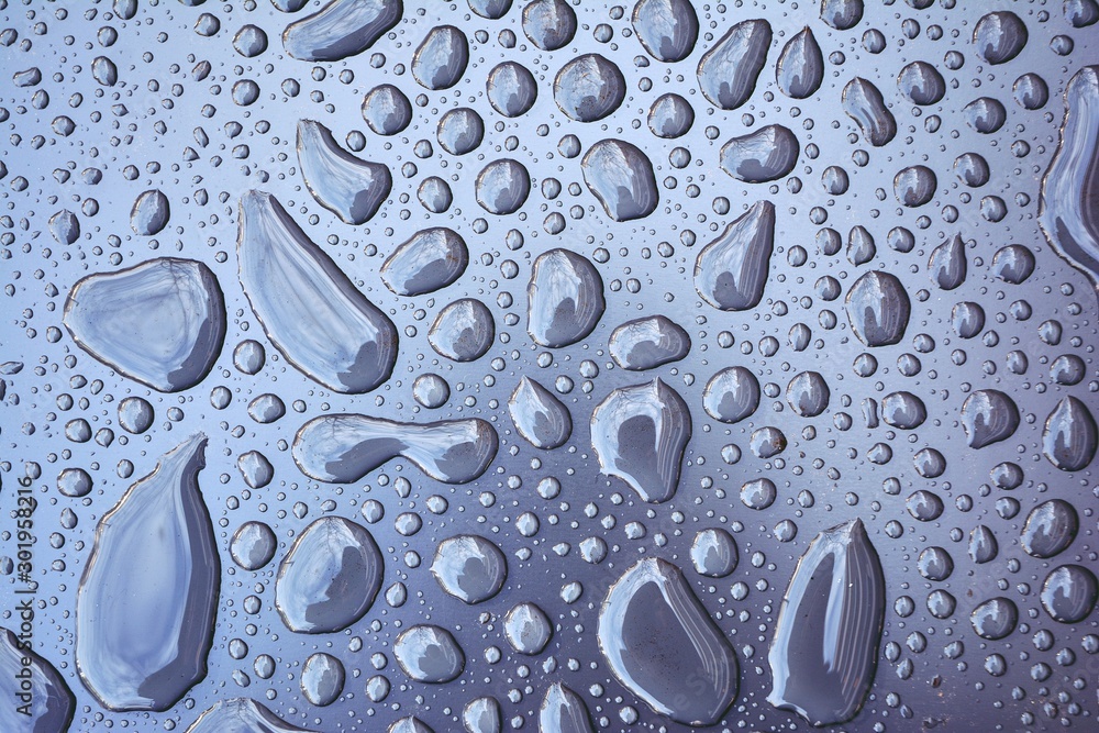 water drops on a metal surface