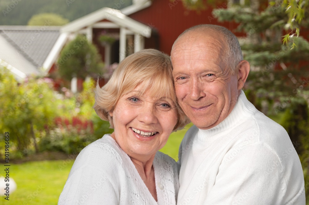 Portrait of Senior couple smiling in park