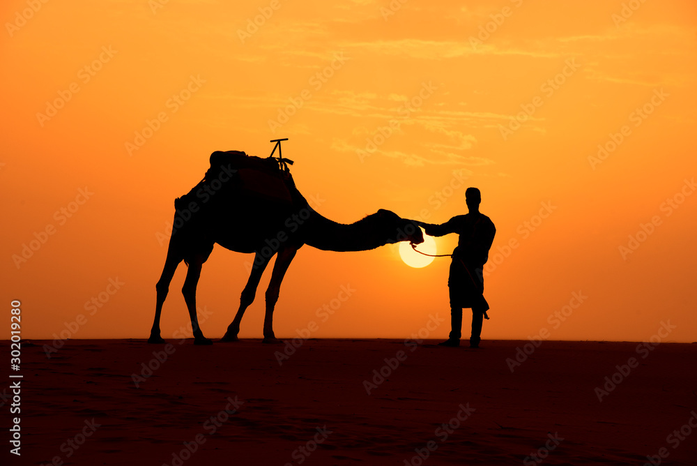 The beauty of the sand dunes in the Sahara Desert in Morocco. The Sahara Desert is the largest hot d