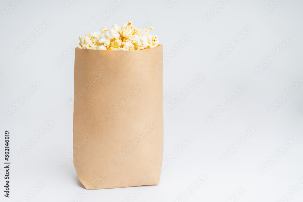 a lot of popcorn in white background