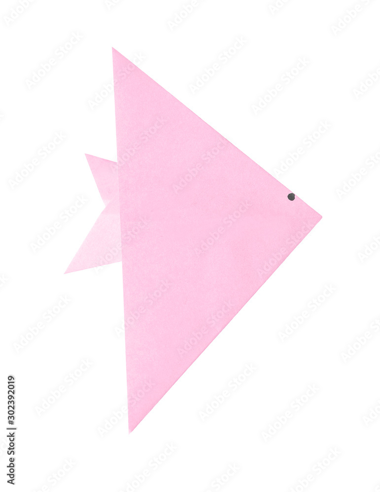 Origami fish on white background