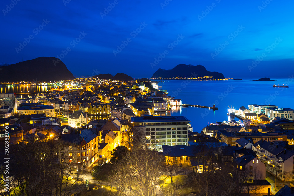 Scenery of Alesund city at Norwegian Sea, Norway