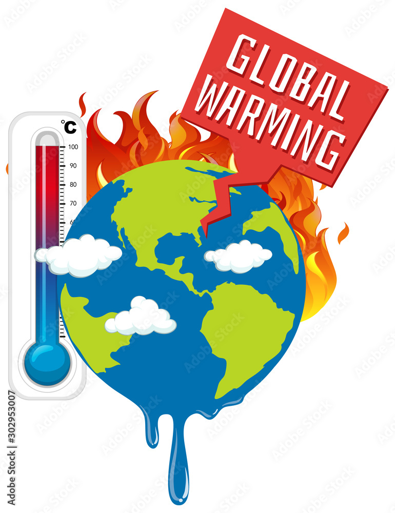 Global warming with earth on fire