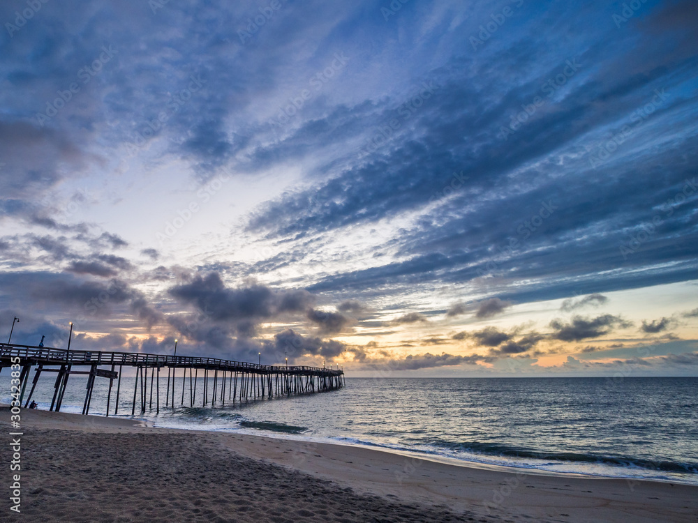 Sunrise over the fishing pier at Outer Banks North Carolina