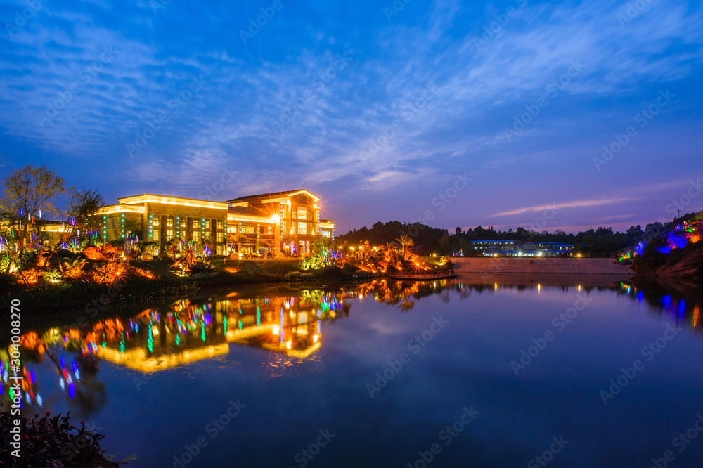 sunset over river