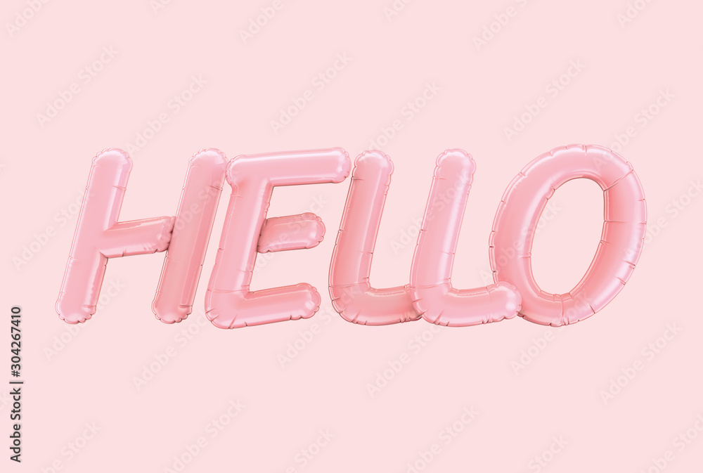 Pink HELLO balloon phrase