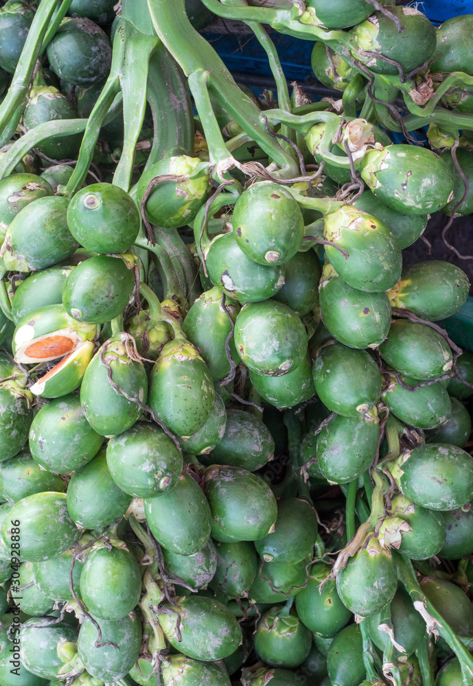 Green betal nut and palm.