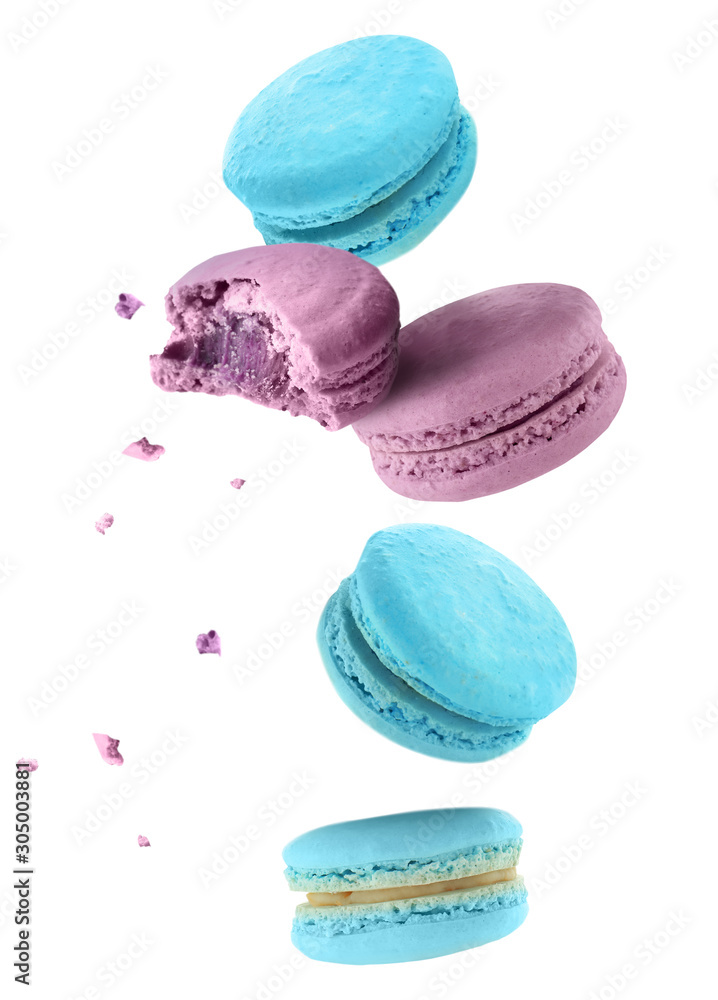 Tasty macaron on white background