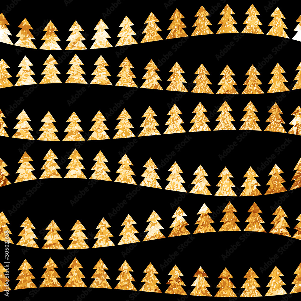 Abstract Beauty Christmas Tree and Seamless Pattern. New Year  Background. Vector Illustration