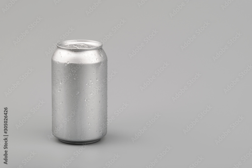 wet metal aluminum beverage drink can. photography