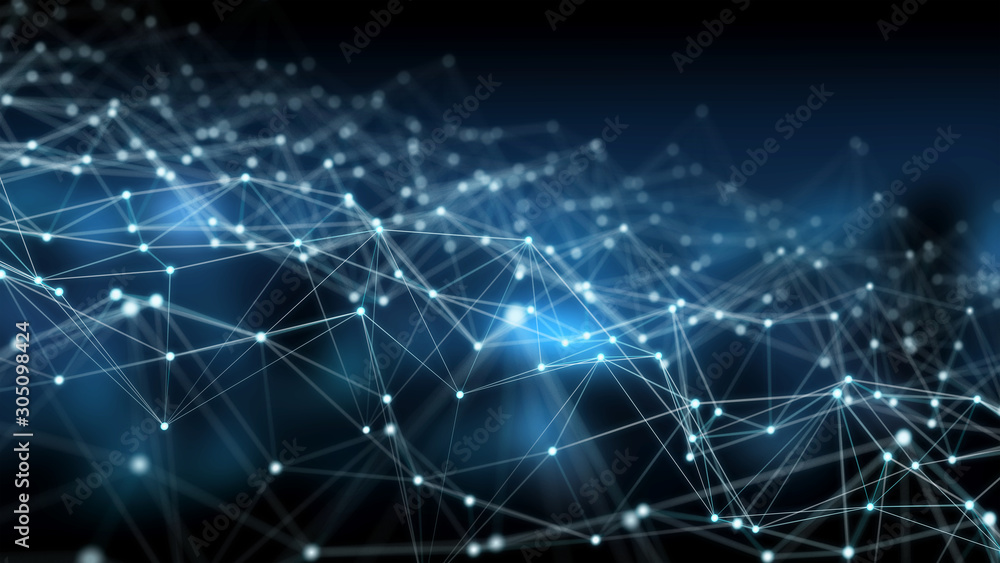 Abstract connection blue background network 3D rendering