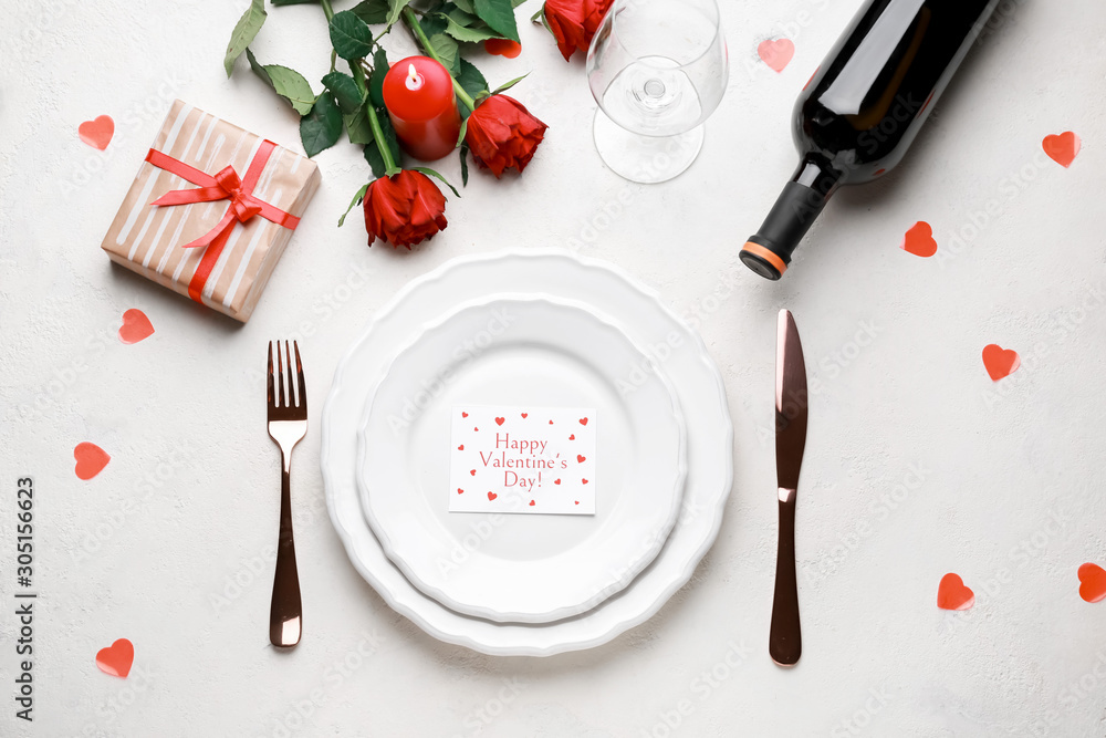 Beautiful table setting for Valentines Day