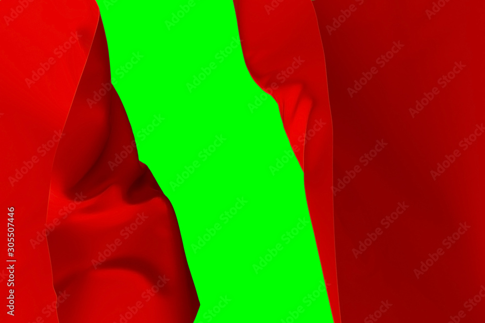 Two cloth pieces reveal green screen background.