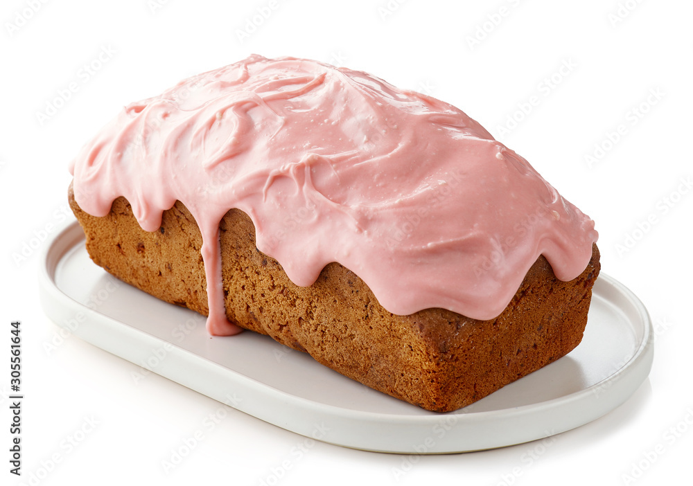 sweet bread covered with raspberry white chocolate