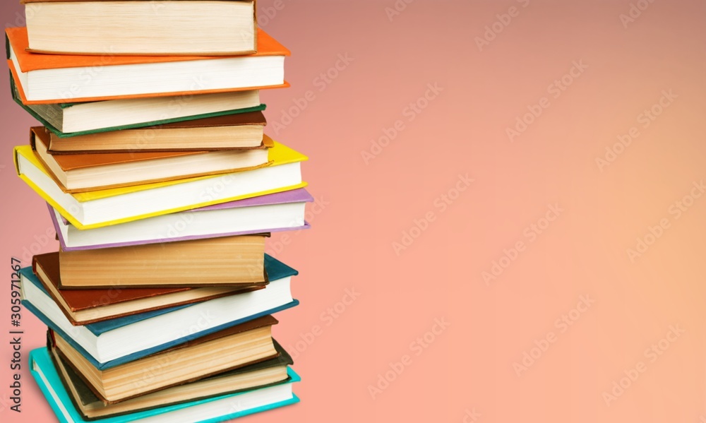 Stack of books, education and learning background