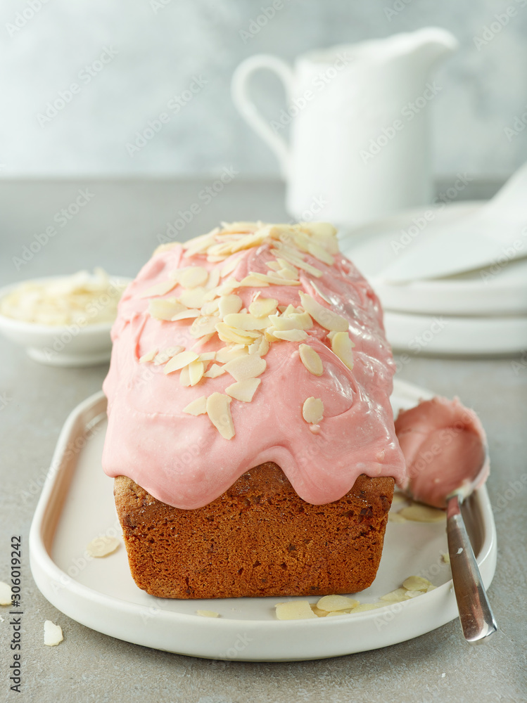 sweet bread decorated with raspberry white chocolate