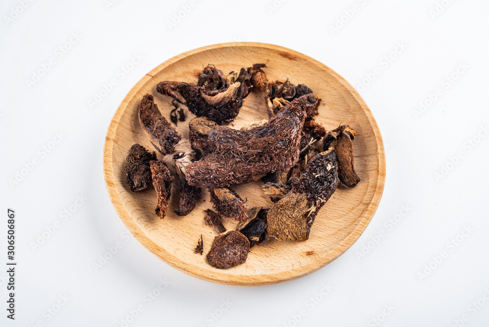 Chinese herbal medicine bone broken tonic on white background